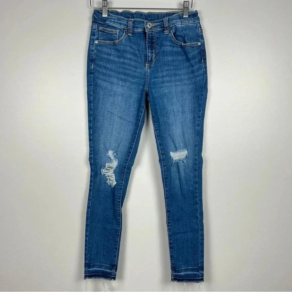 Art Class Distressed Skinny Jeans Girls Size 14 High Waist Denim Adjustable - Picture 1 of 12